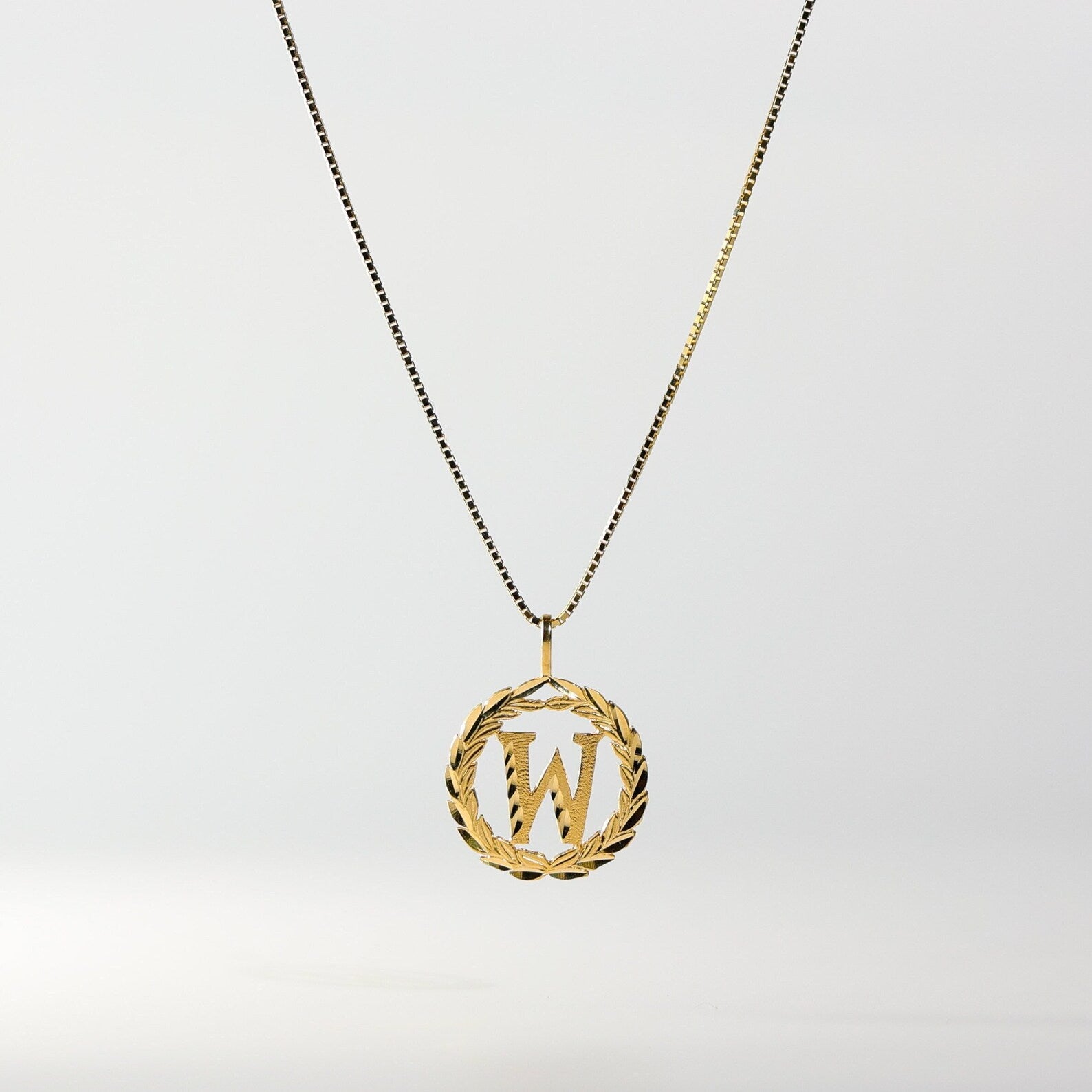 Gold Wreath W Initial Pendant | A-Z Pendants - Charlie & Co. Jewelry