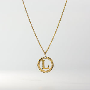 Gold Wreath L Initial Pendant | A-Z Pendants - Charlie & Co. Jewelry