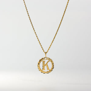 Gold Wreath K Initial Pendant | A-Z Pendants - Charlie & Co. Jewelry