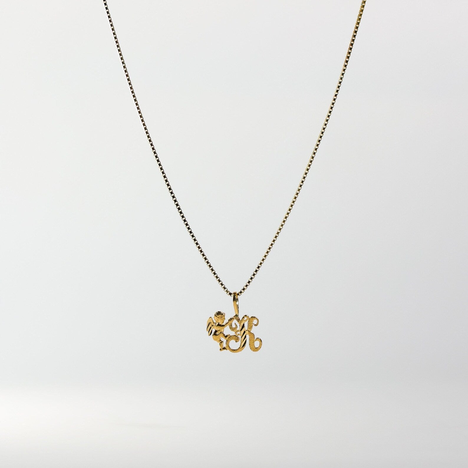 Gold Angel Letter K Pendant | A-Z Pendants - Charlie & Co. Jewelry