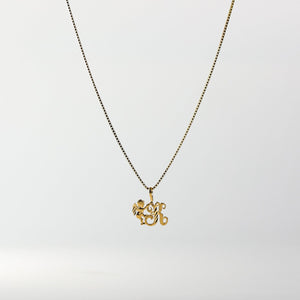 Gold Angel Letter K Pendant | A-Z Pendants - Charlie & Co. Jewelry