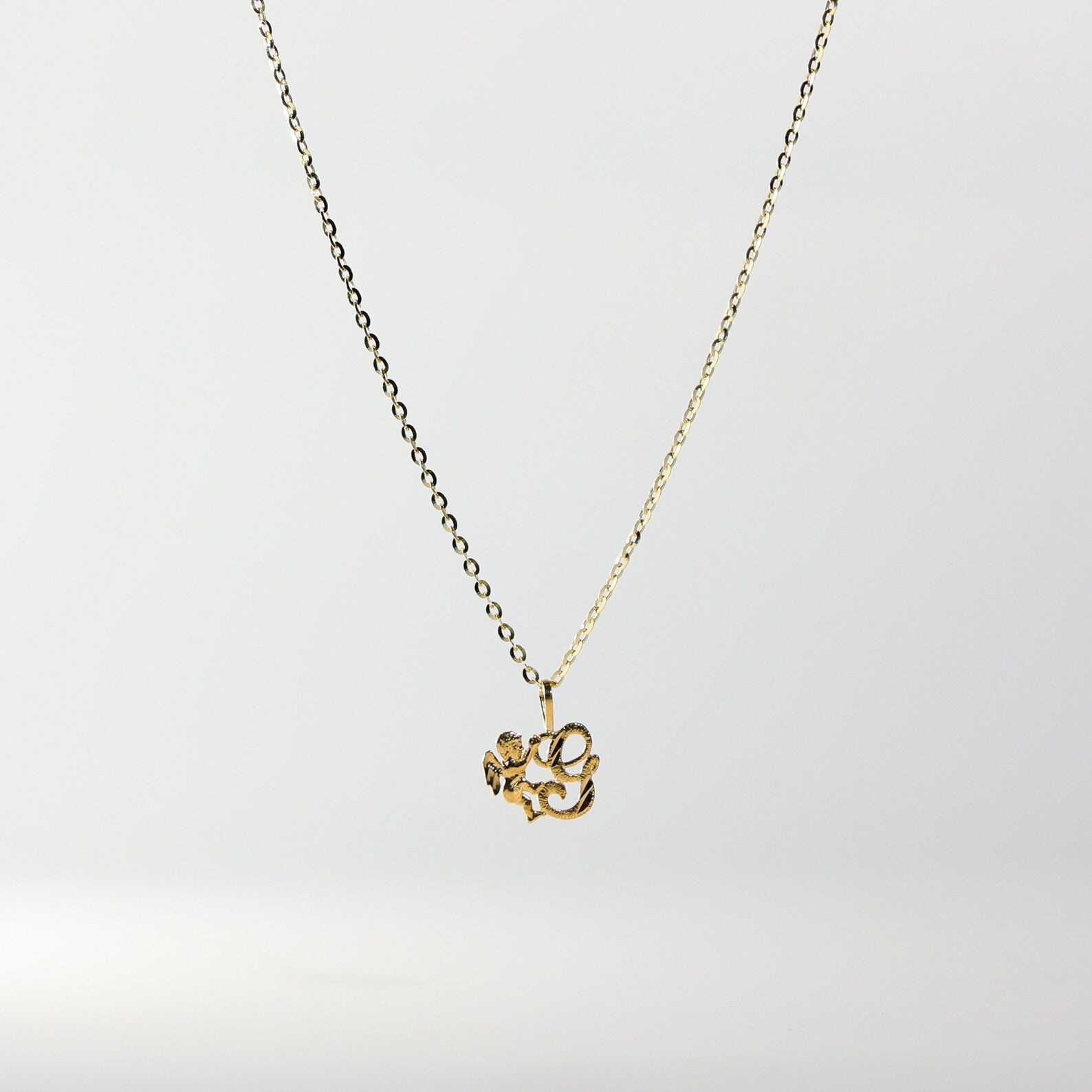 Gold Angel Letter G Pendant | A-Z Pendants - Charlie & Co. Jewelry