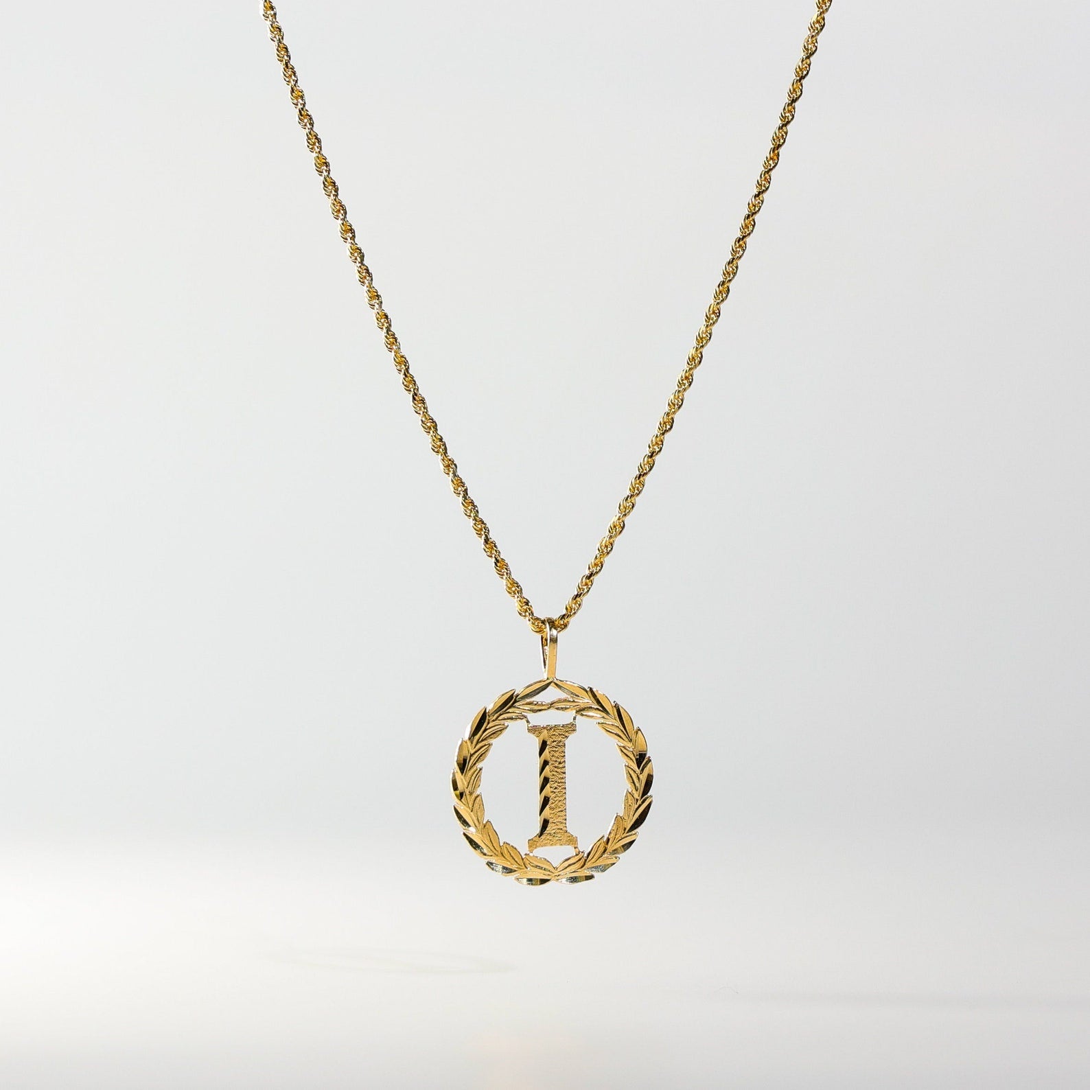 Gold Wreath I Initial Pendant | A-Z Pendants - Charlie & Co. Jewelry