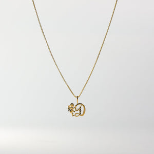 Gold Angel Letter D Pendant | A-Z Pendants - Charlie & Co. Jewelry