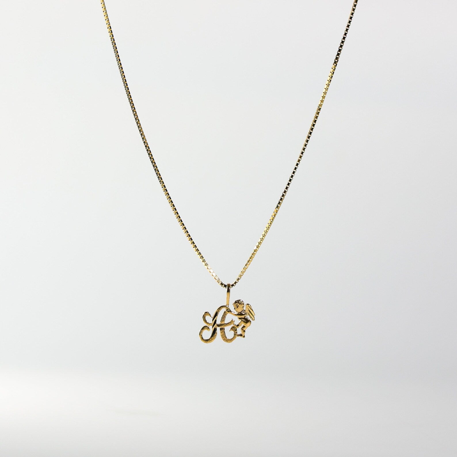 Gold Angel Letter A Pendant | A-Z Pendants - Charlie & Co. Jewelry