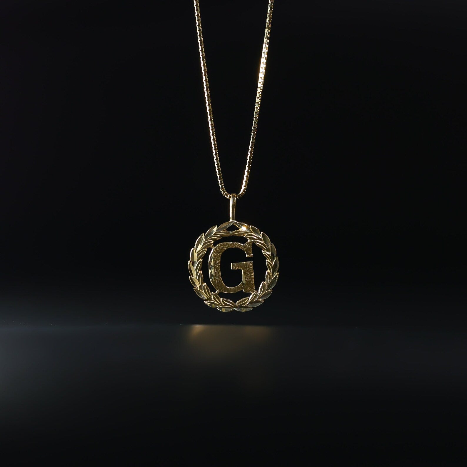 Gold Wreath G Initial Pendant | A-Z Pendants - Charlie & Co. Jewelry