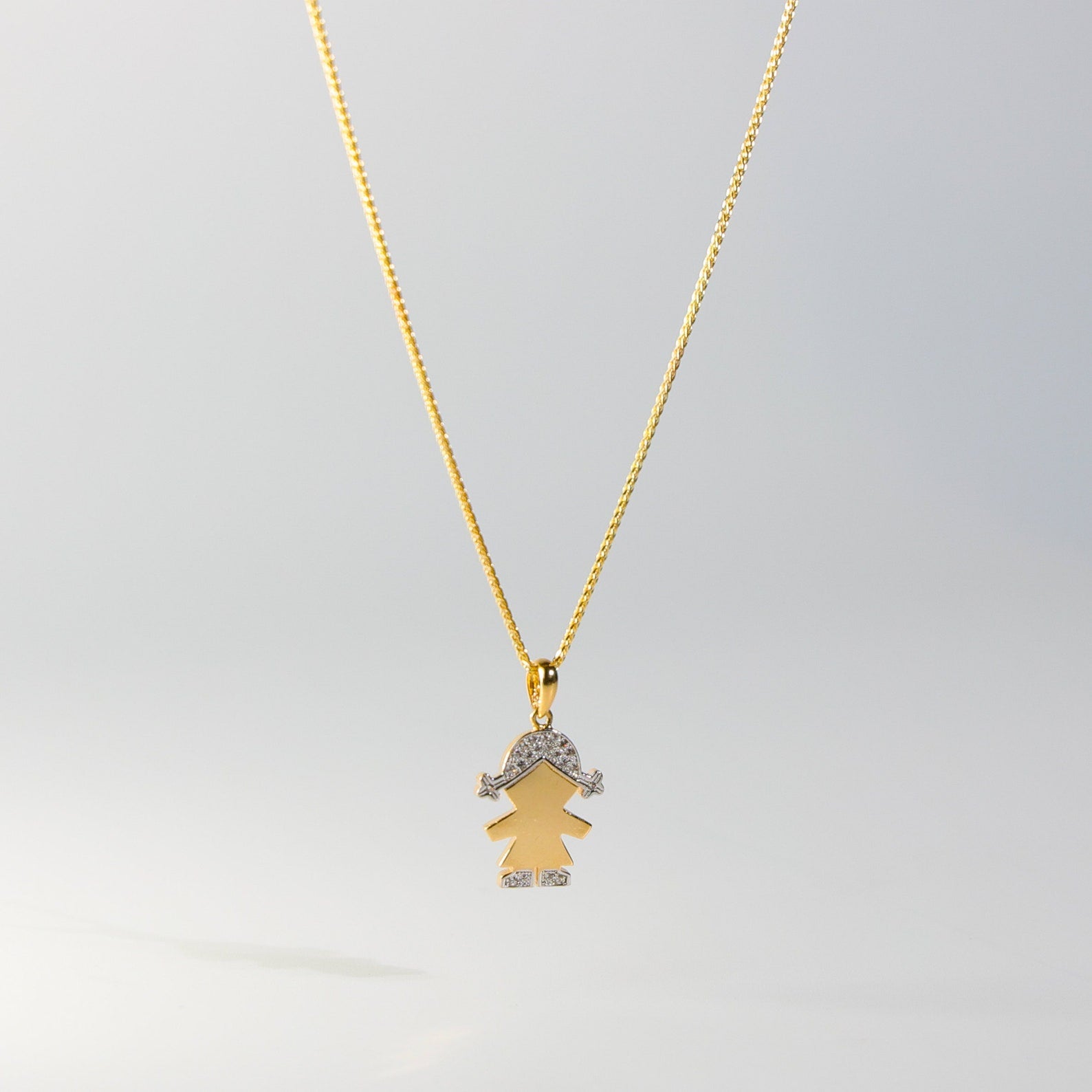Gold Girl Pendant Charm With Stones Model-2001 - Charlie & Co. Jewelry