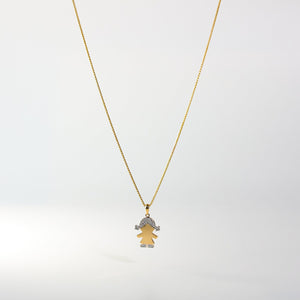 Gold Girl Pendant Charm With Stones Model-2001 - Charlie & Co. Jewelry
