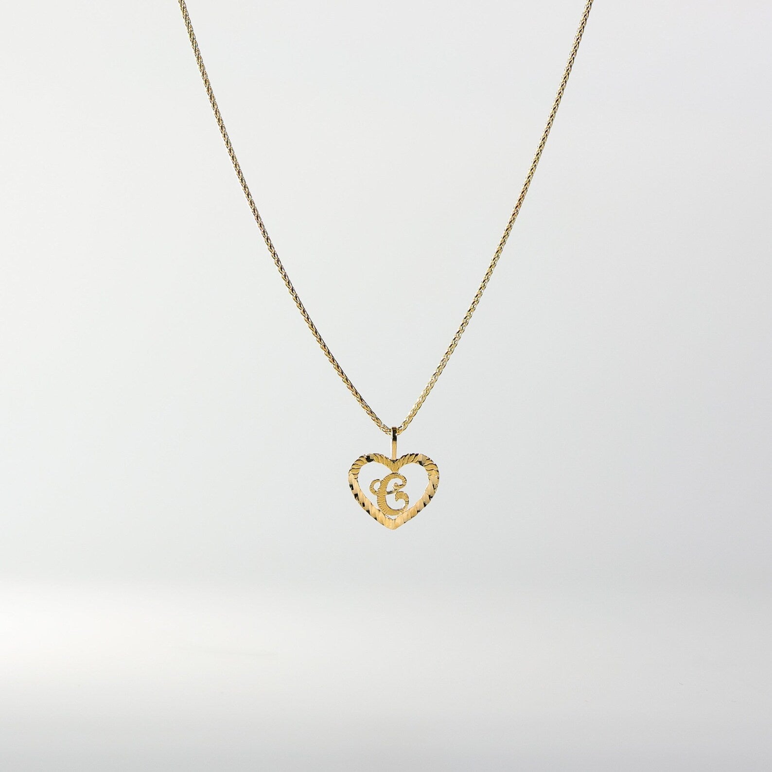 Gold Heart-Shaped Letter C Pendant | A-Z Pendants - Charlie & Co. Jewelry