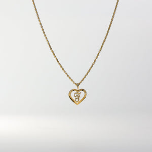 Gold Heart-Shaped Letter F Pendant | A-Z Pendants - Charlie & Co. Jewelry