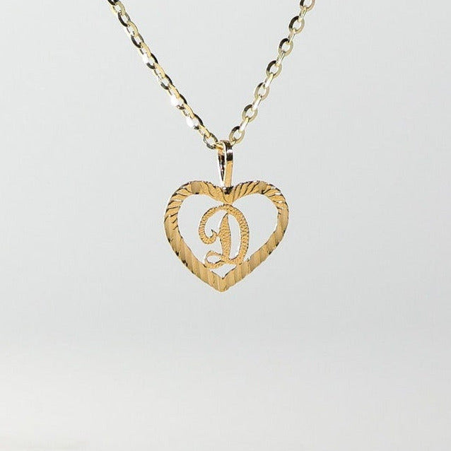 Gold Heart-Shaped Letter D Pendant | A-Z Pendants - Charlie & Co. Jewelry