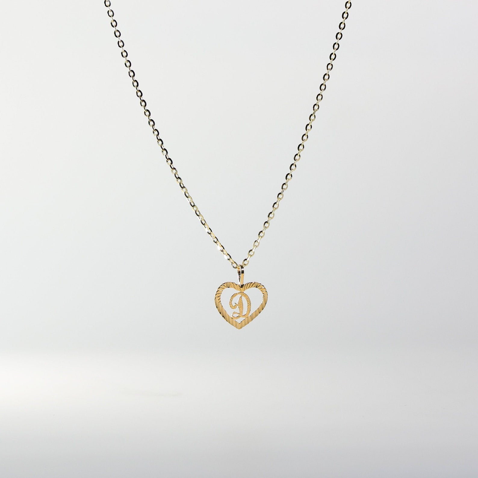Gold Heart-Shaped Letter D Pendant | A-Z Pendants - Charlie & Co. Jewelry