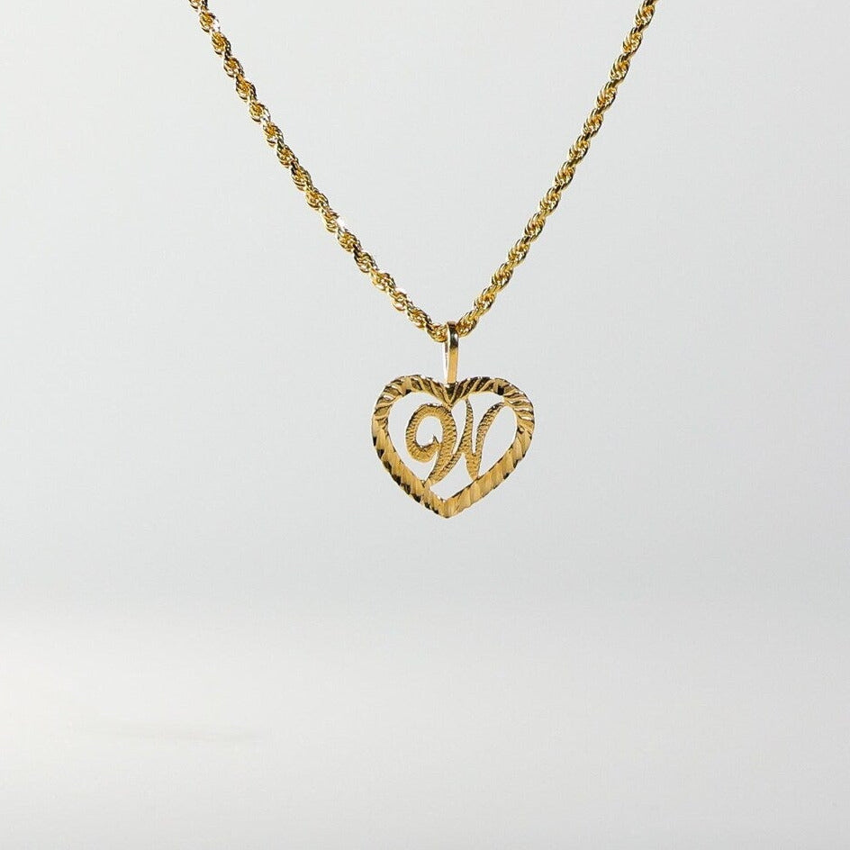 Gold Heart-Shaped Letter W Pendant | A-Z Pendants - Charlie & Co. Jewelry