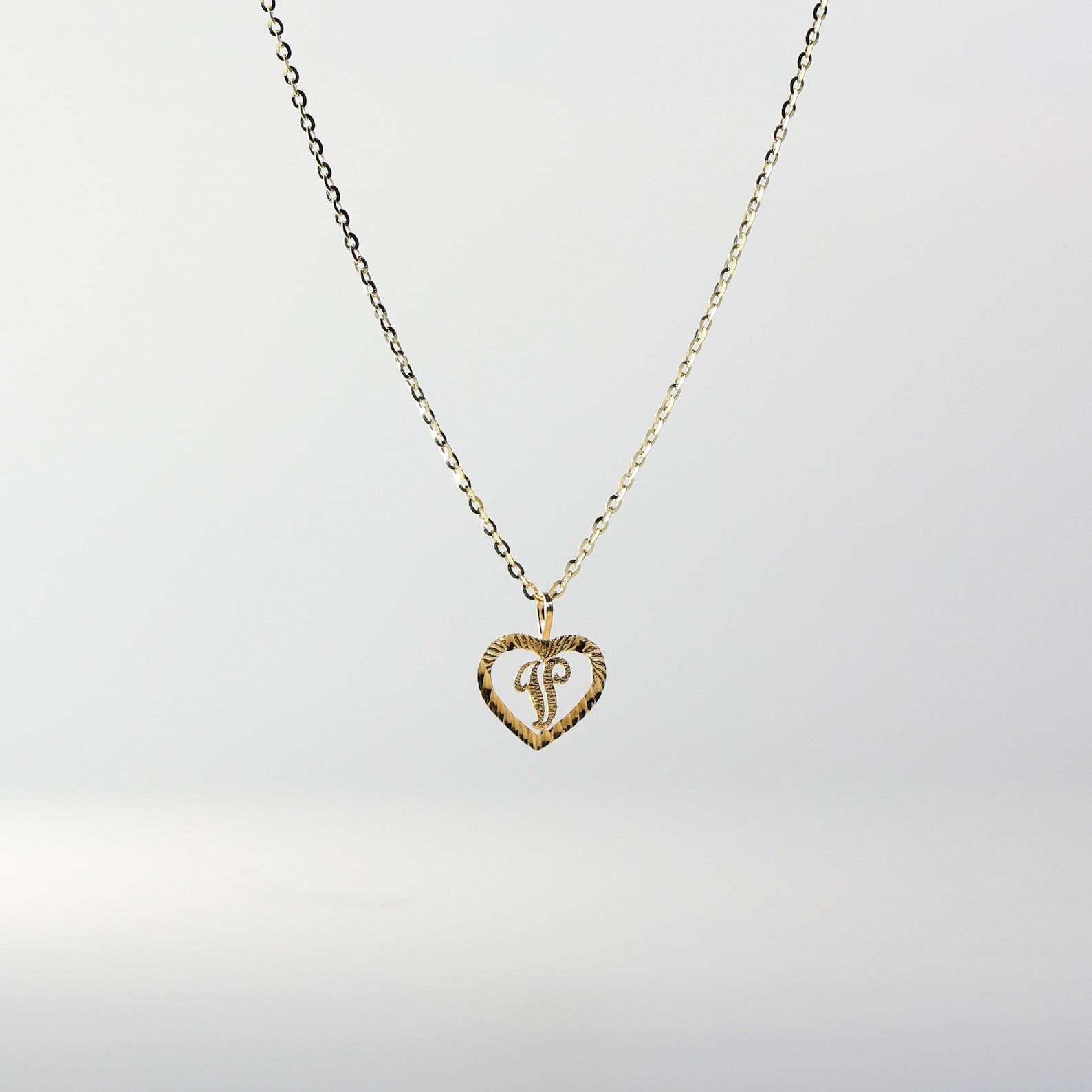 Gold Heart-Shaped Letter V Pendant | A-Z Pendants - Charlie & Co. Jewelry