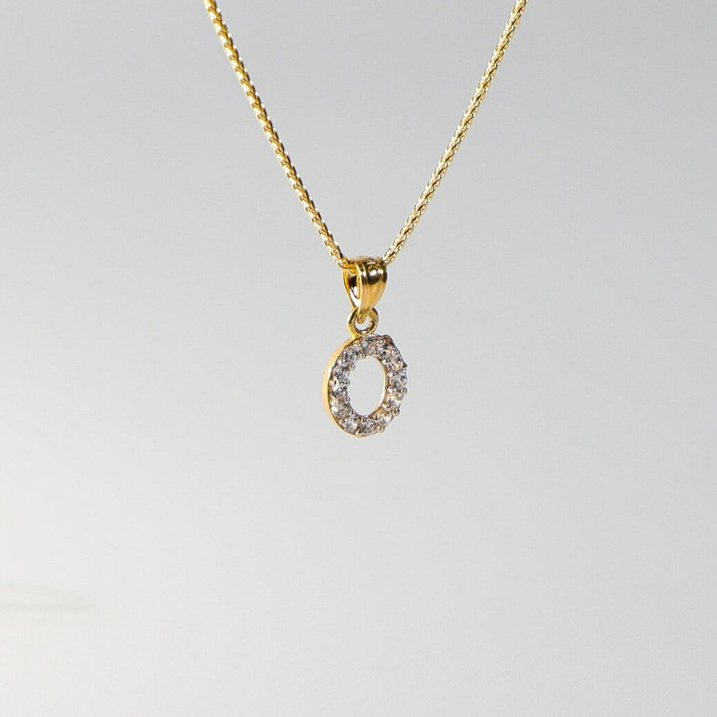 Gold Cubic Zirconia Letter O Pendant | A-Z Pendants - Charlie & Co. Jewelry