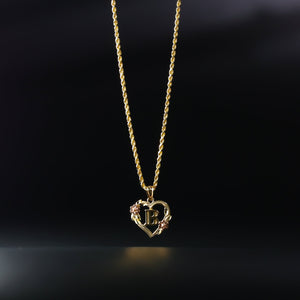 Gold Heart Initial B Pendant | A-Z Pendants - Charlie & Co. Jewelry