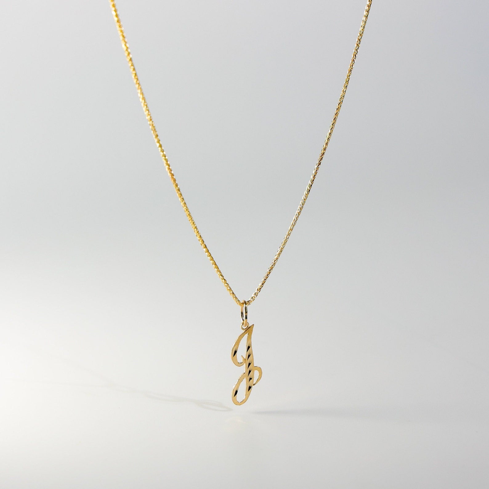 Gold plated necklace Initial Letter J with Heart Sideways
