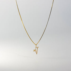 Gold Calligraphy Letter V Pendant | A-Z Pendants - Charlie & Co. Jewelry