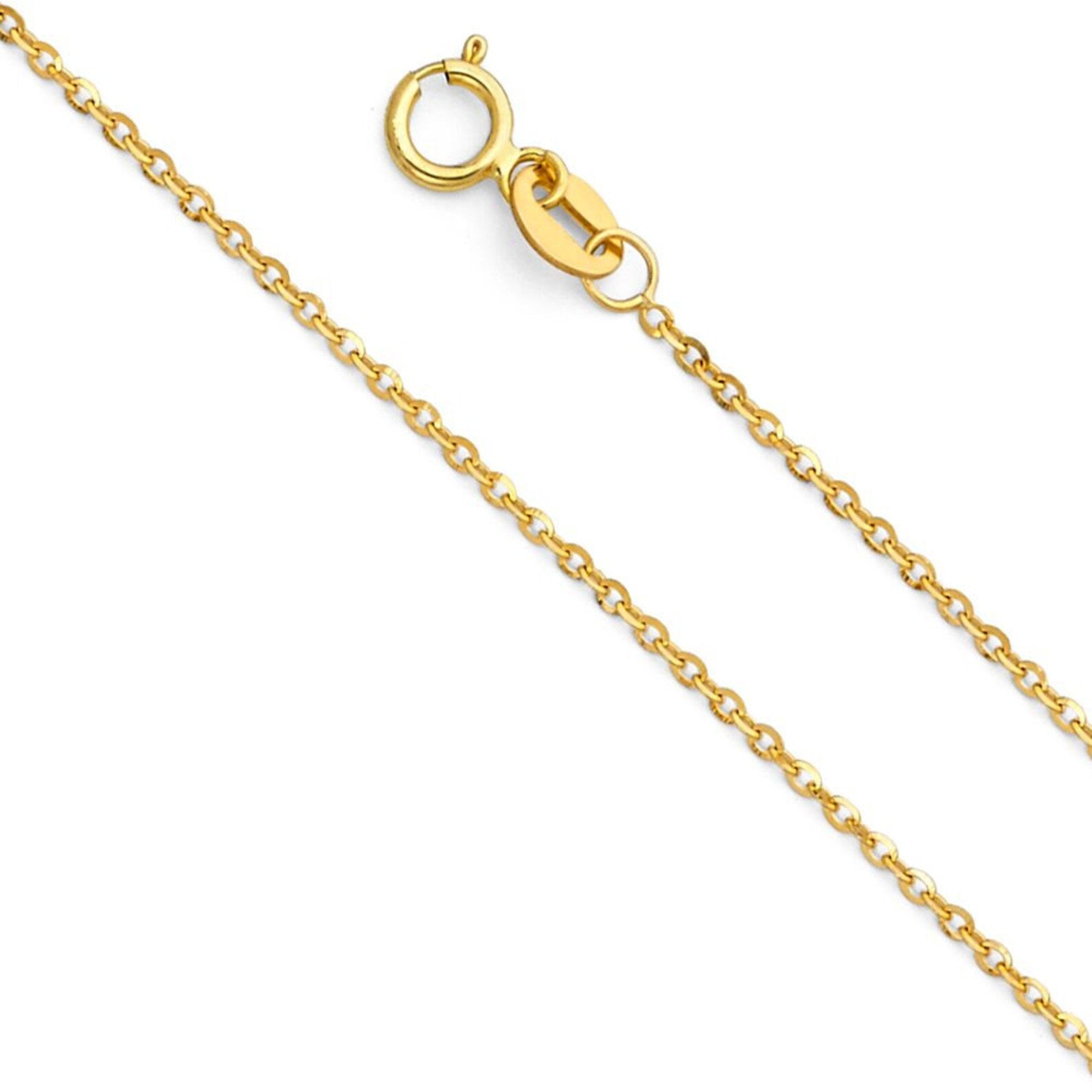 1.2mm 14k Solid Gold Cable Chain Diamond Cut Model-0232 - Charlie & Co. Jewelry