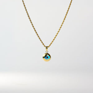 Gold Evil Eye Round Hamsa Pendant - Charlie & Co. Jewelry
