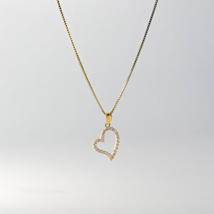 Gold Open Heart Pendant With Cubic Zirconia Model-583 - Charlie & Co. Jewelry