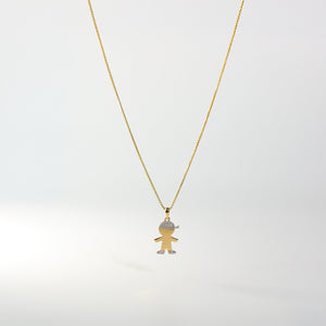 14K Gold Simple Boy Pendant With Stones Model-2002 - Charlie & Co. Jewelry