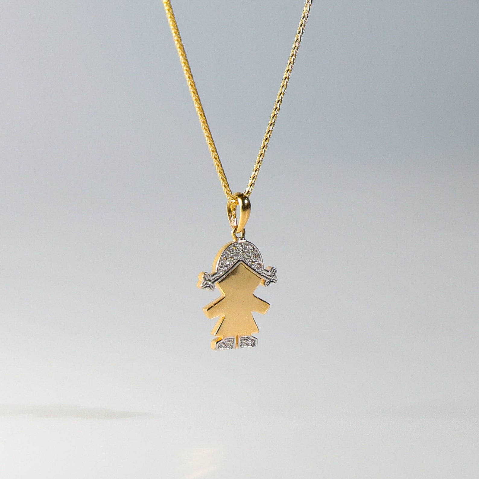 Gold Girl Pendant Charm With Stones Model-2001 - Charlie & Co. Jewelry