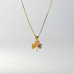 Gold Heart Clover Pendant Three-Tones Model-1933 - Charlie & Co. Jewelry
