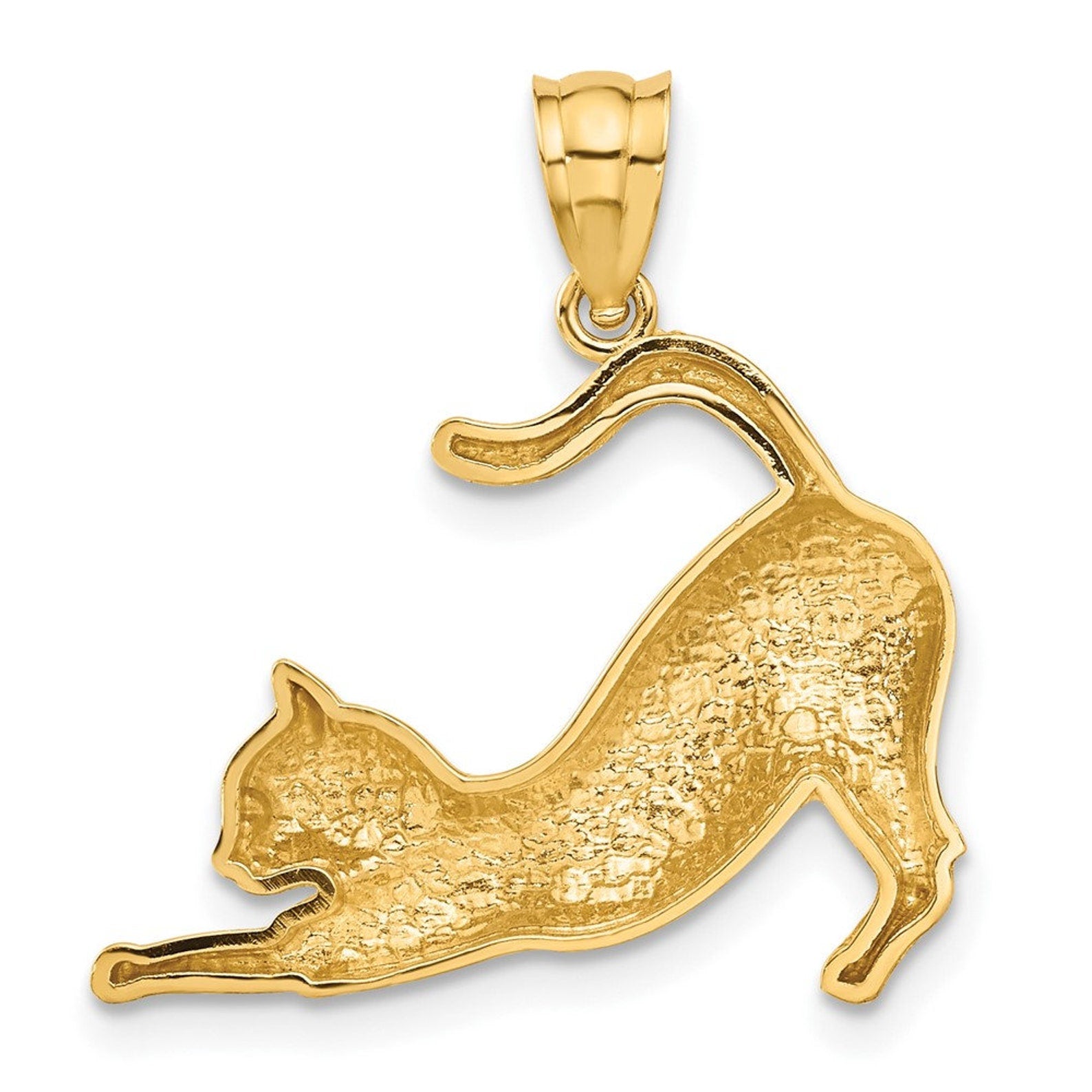 Gold Stretching Cat Pendant - Charlie & Co. Jewelry