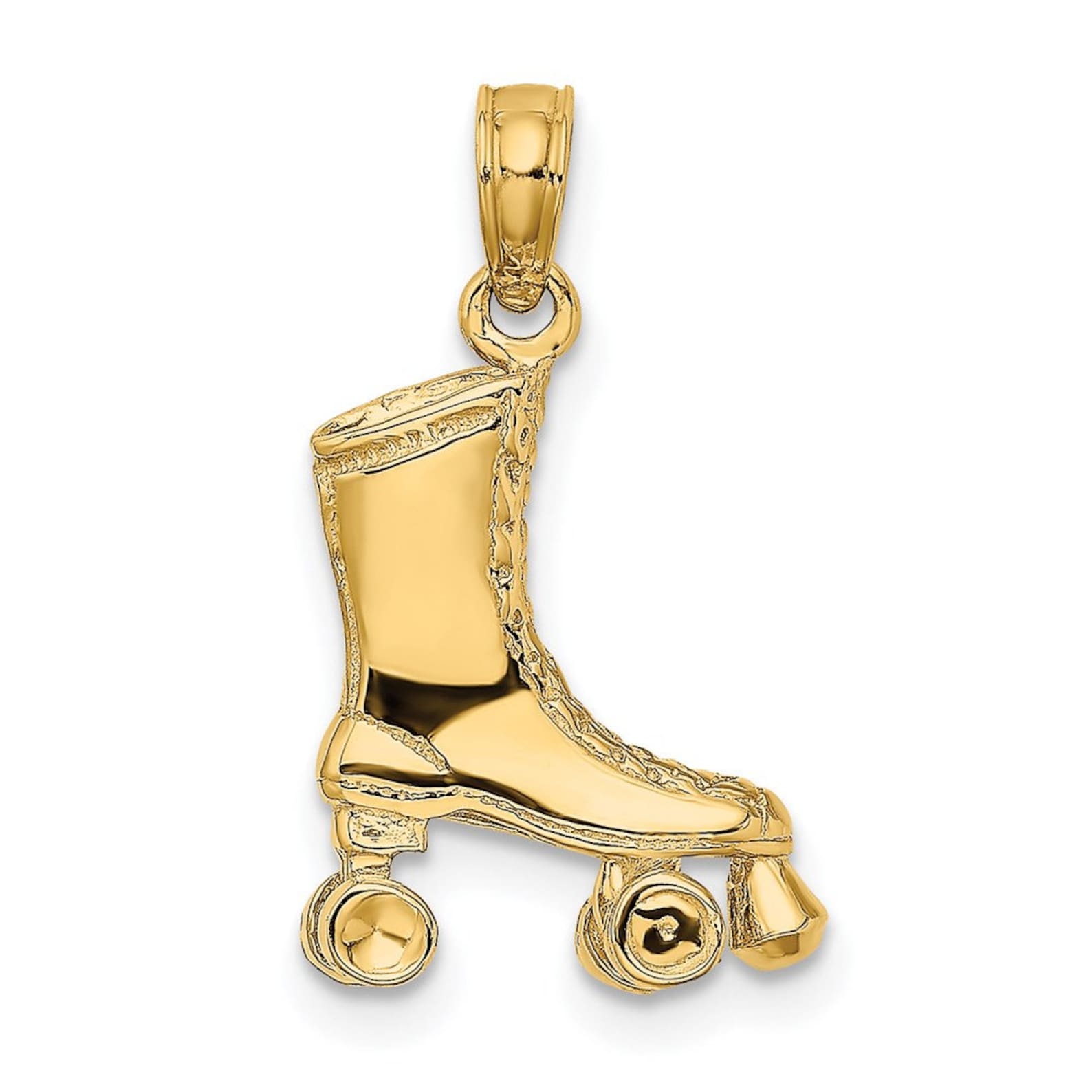 Gold 3D Roller Skate Pendant - Charlie & Co. Jewelry