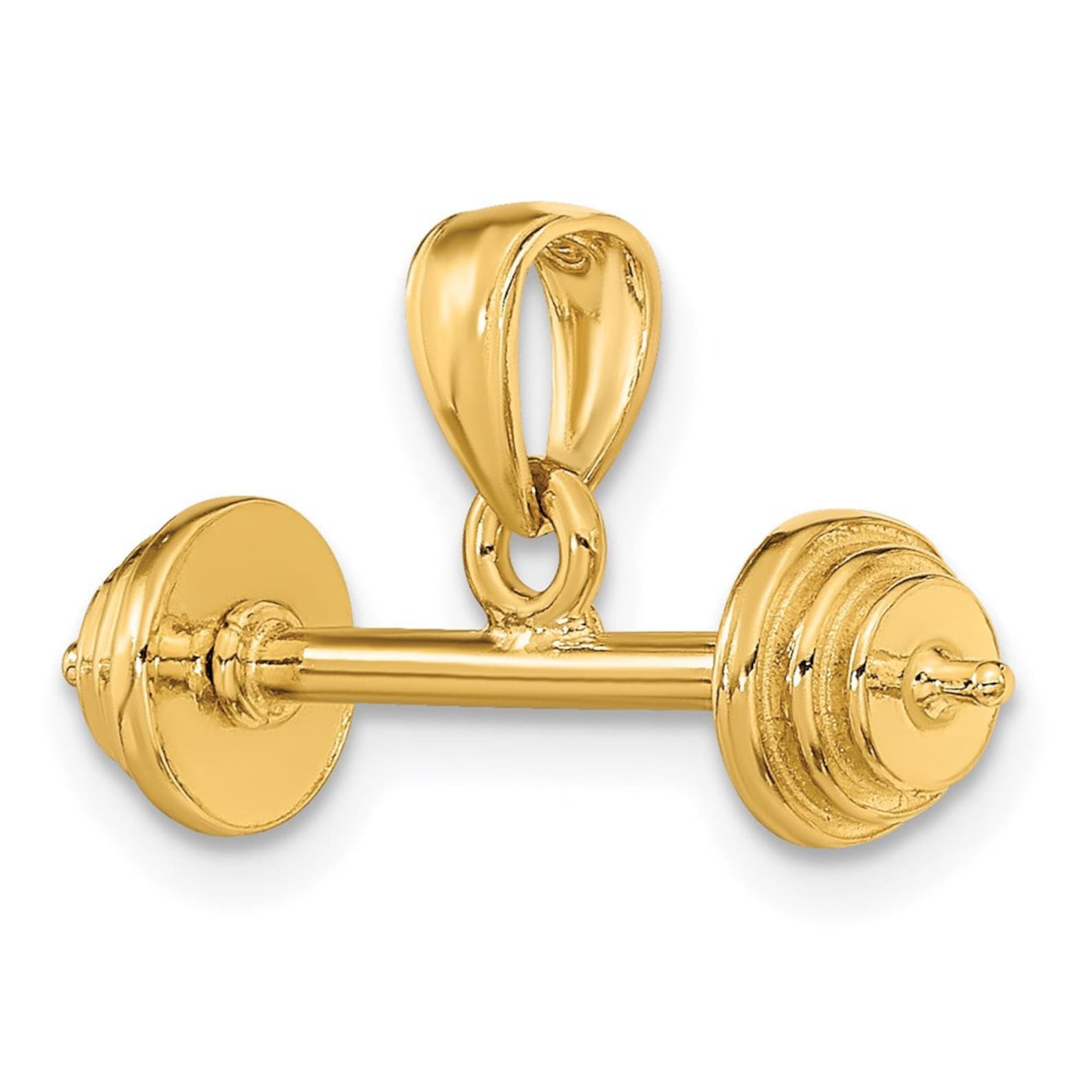 Gold 3D Barbell Pendant - Charlie & Co. Jewelry