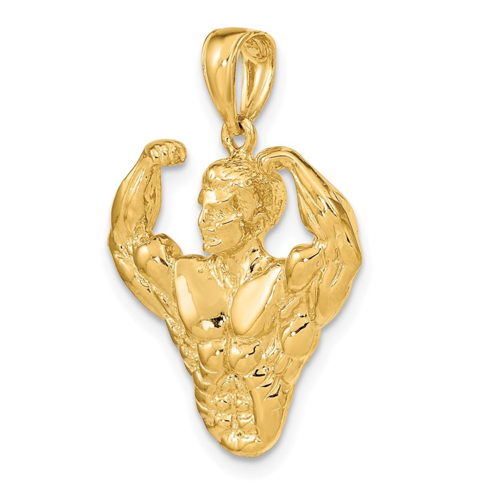 Gold 3D Bodybuilder Waist-Up Pendant - Charlie & Co. Jewelry