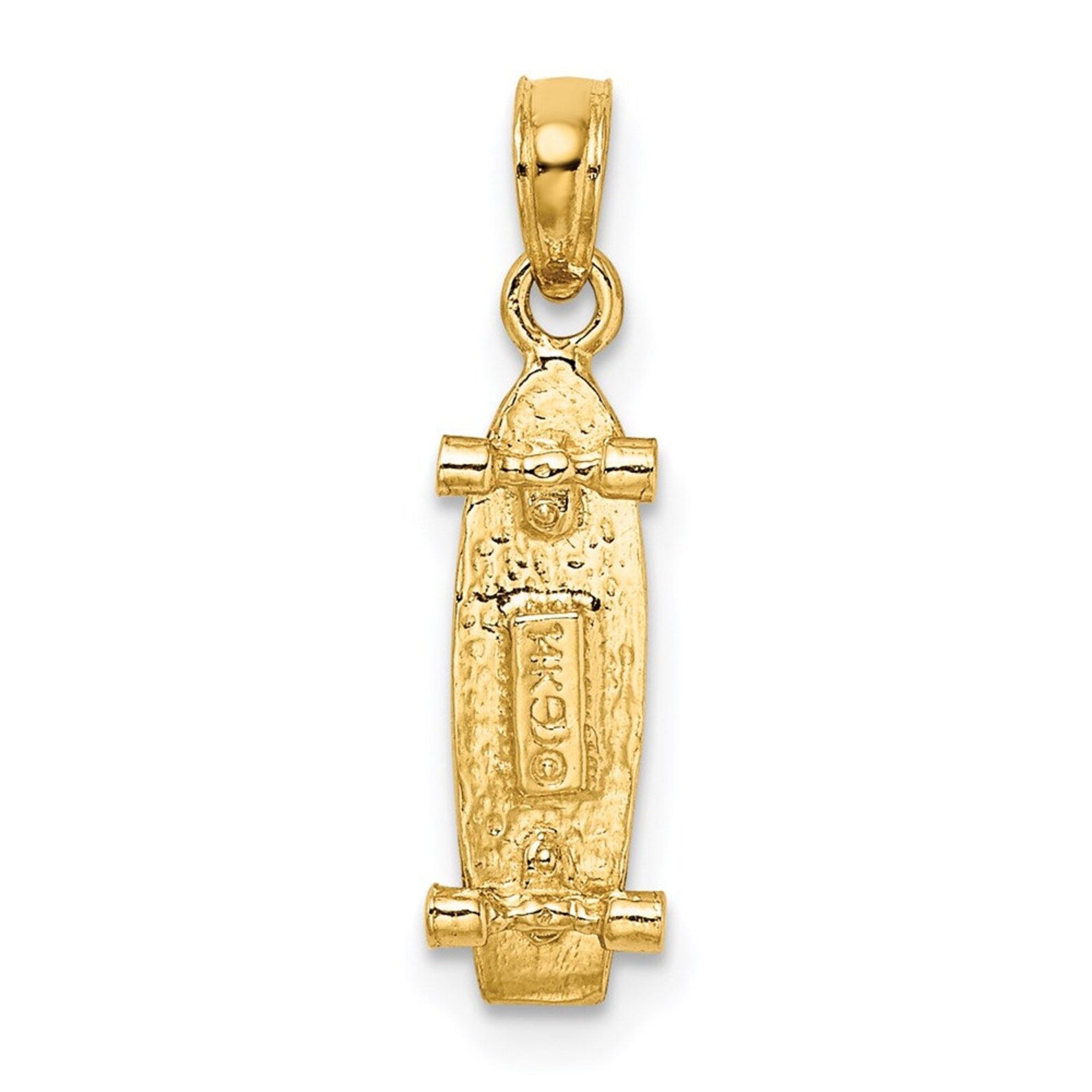 Gold 3D Skateboard Pendant - Charlie & Co. Jewelry