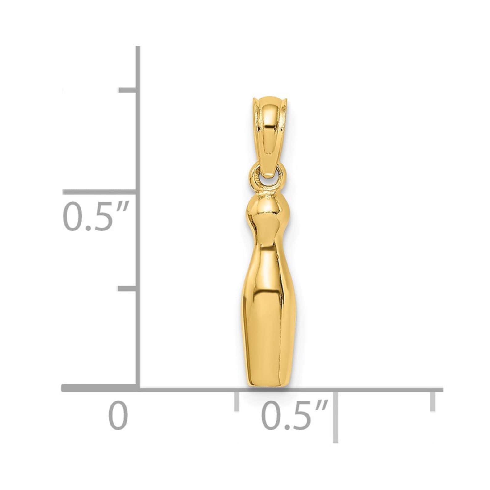 Gold 3D Bowling Pin Pendant - Charlie & Co. Jewelry