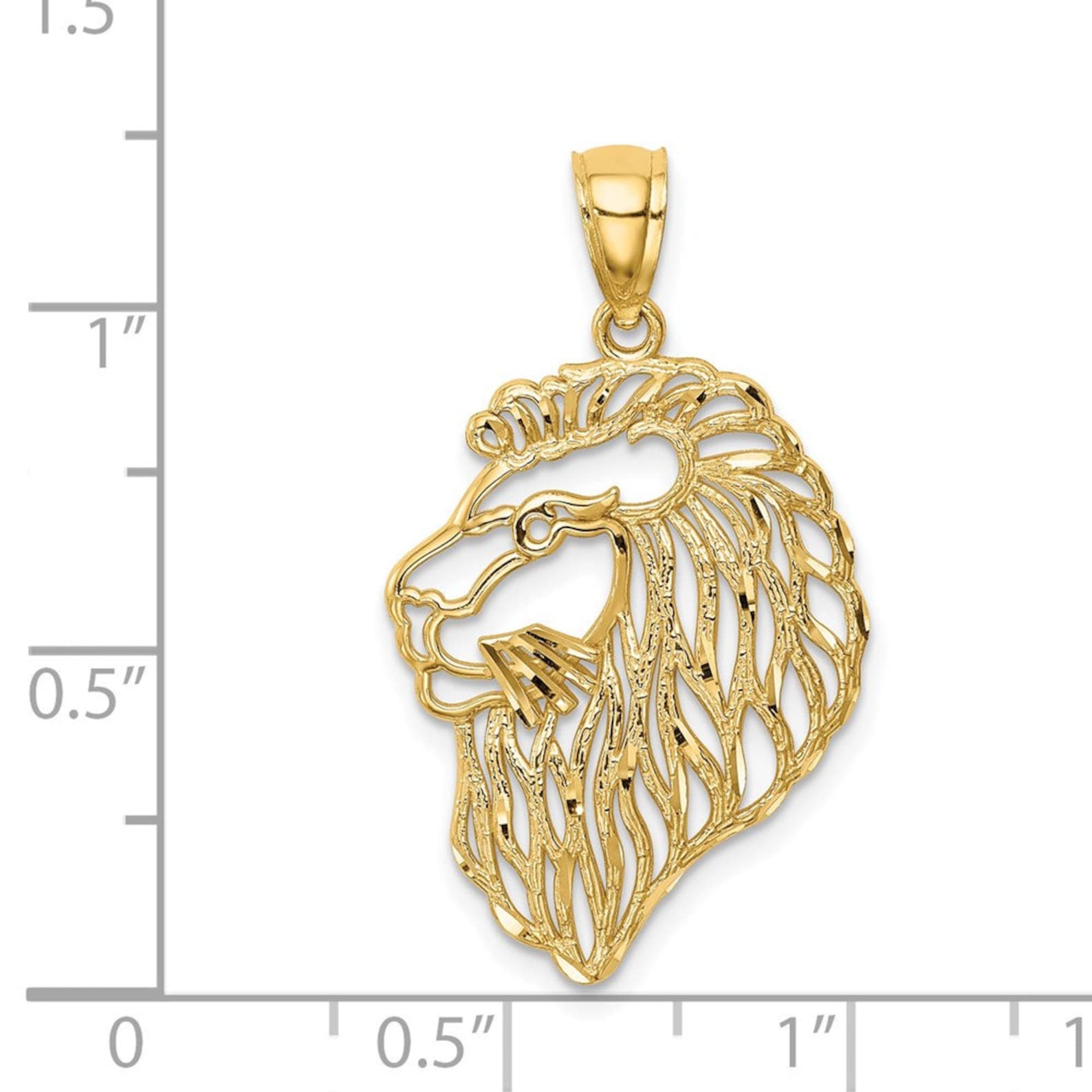 Gold Diamond-Cut Lion Profile Pendant - Charlie & Co. Jewelry