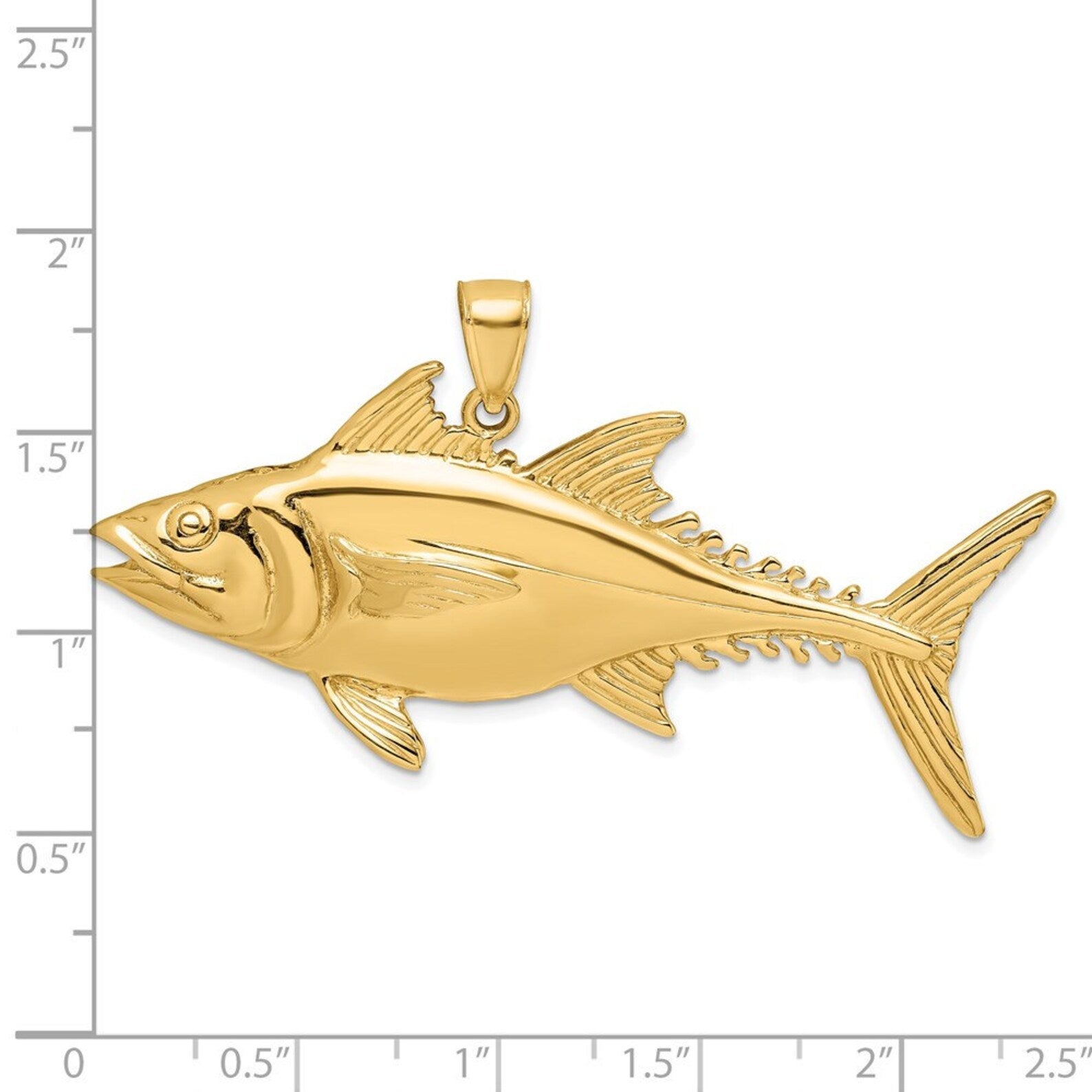 14K Gold 3D Polished Skipjack Tuna Fish Pendant - Charlie & Co. Jewelry