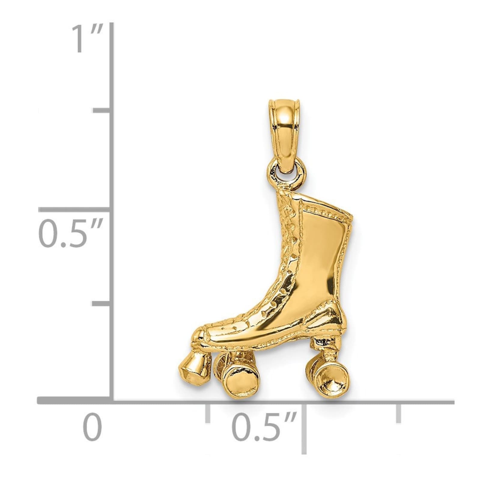 Gold 3D Roller Skate Pendant - Charlie & Co. Jewelry