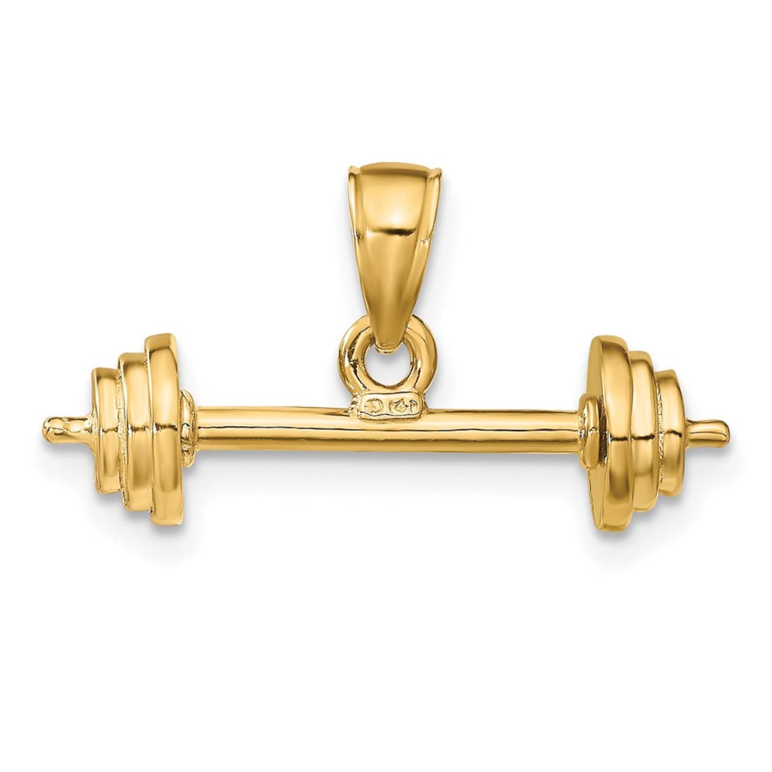 Gold 3D Barbell Pendant - Charlie & Co. Jewelry