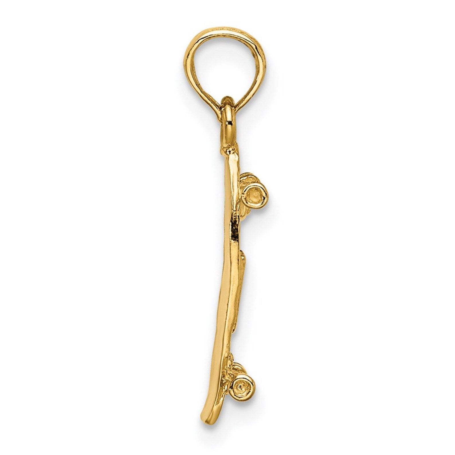 Gold 3D Skateboard Pendant - Charlie & Co. Jewelry