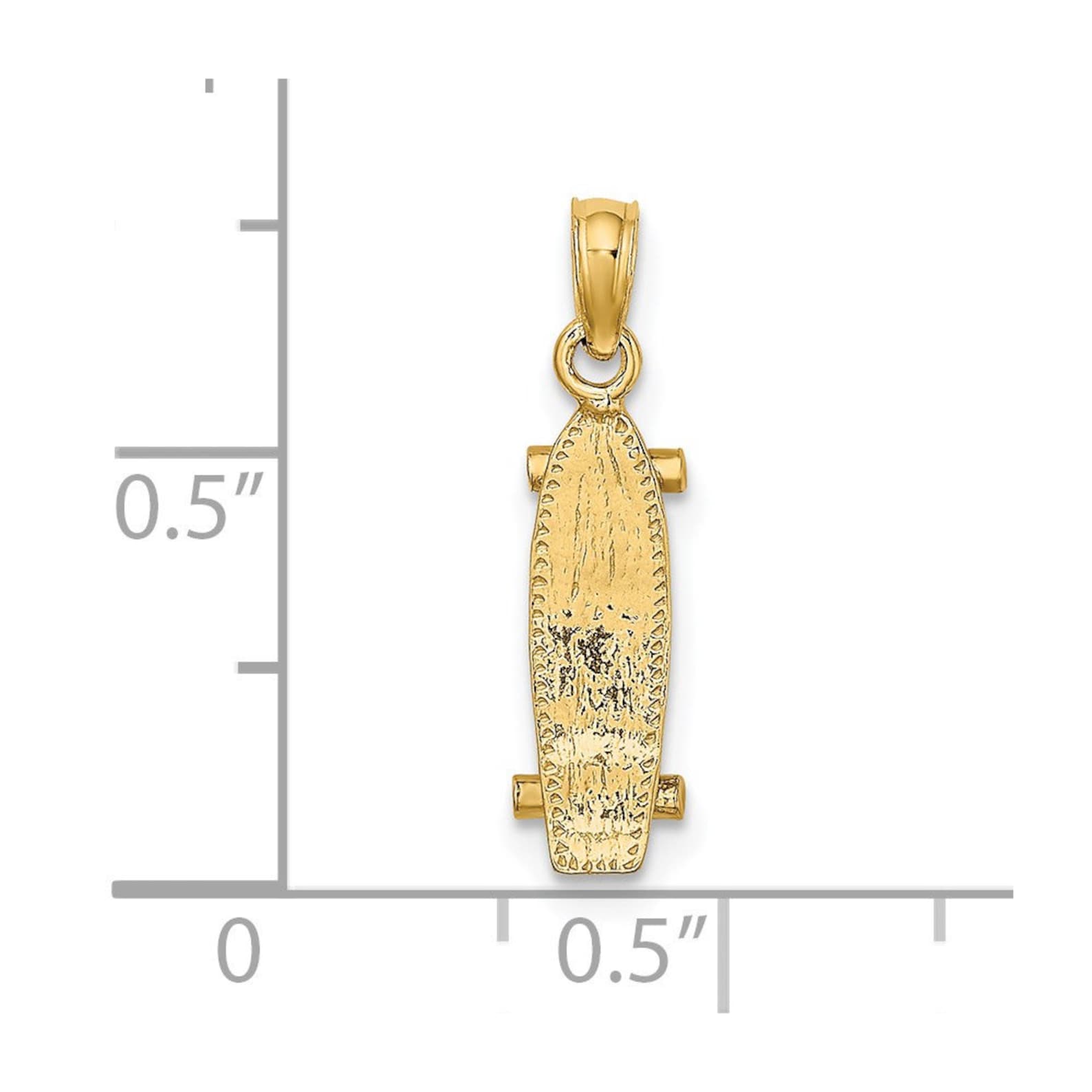Gold 3D Skateboard Pendant - Charlie & Co. Jewelry