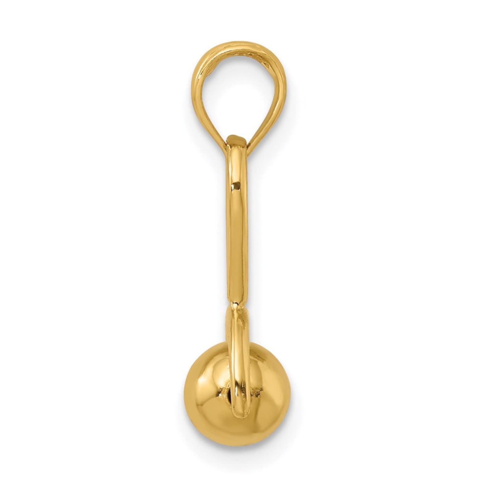 Gold 3D Baby Rattle Pendant with Moveable Ball