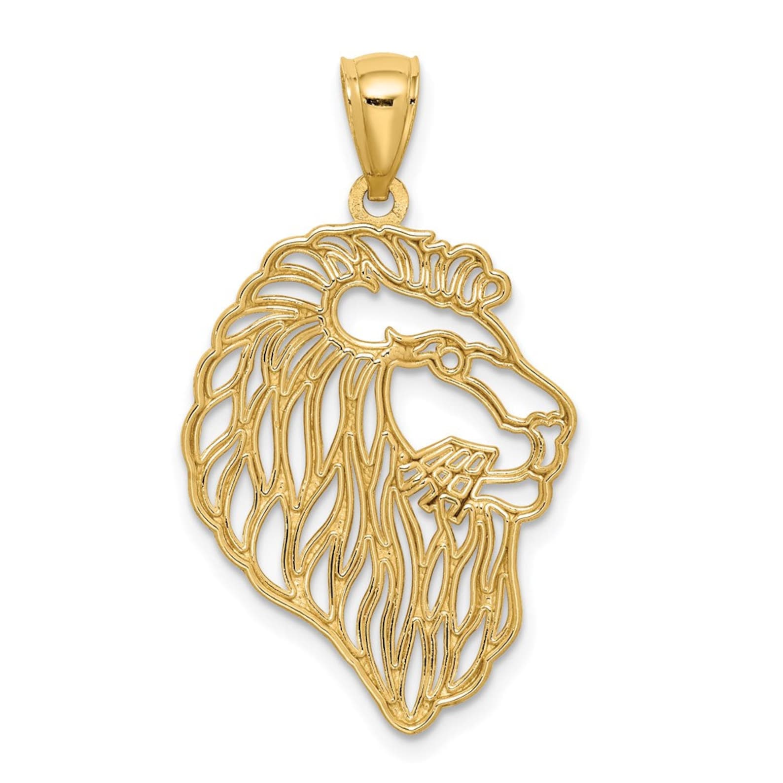 Gold Diamond-Cut Lion Profile Pendant - Charlie & Co. Jewelry