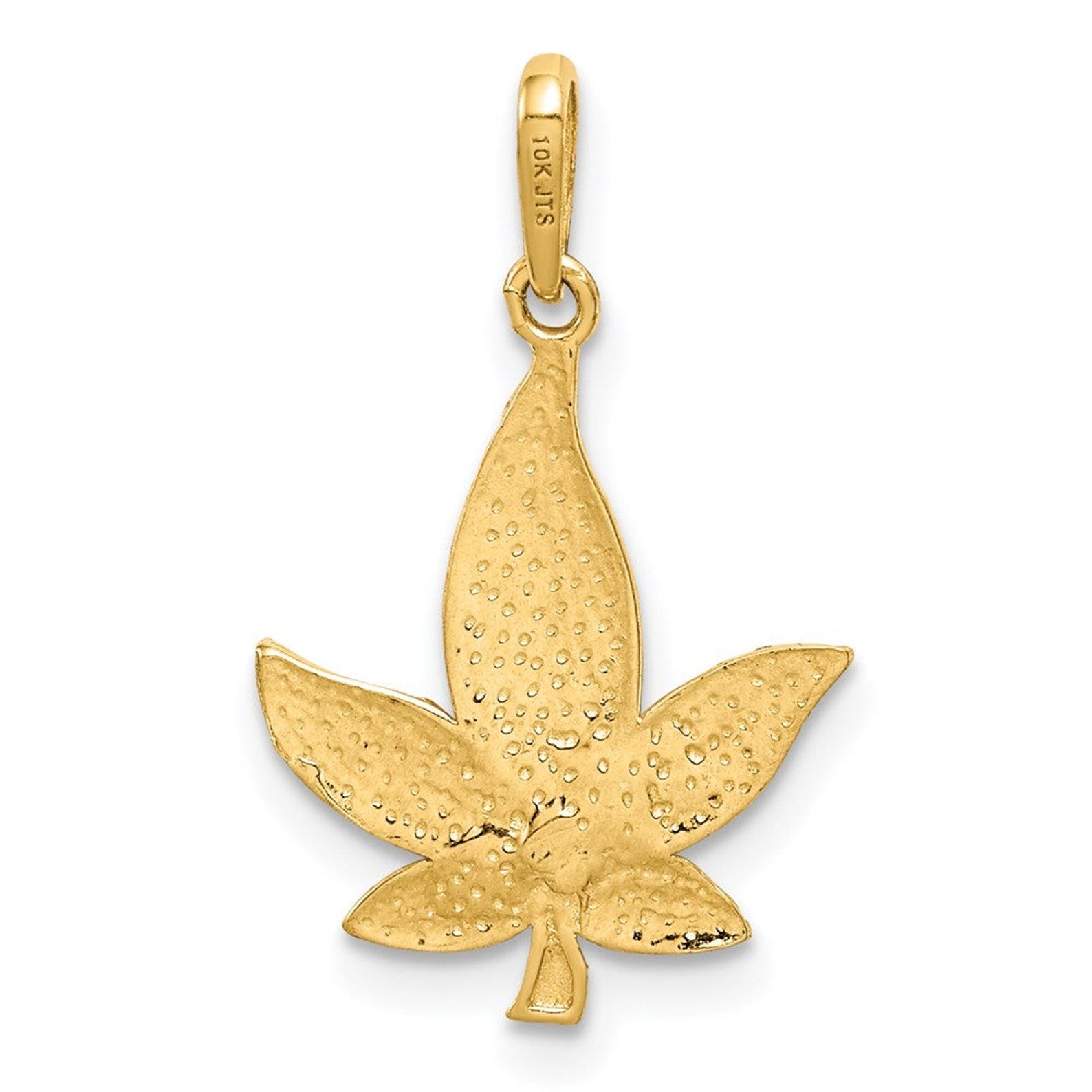 Gold Diamond-Cut Cannabis Leaf Charm Model-C4645 - Charlie & Co. Jewelry