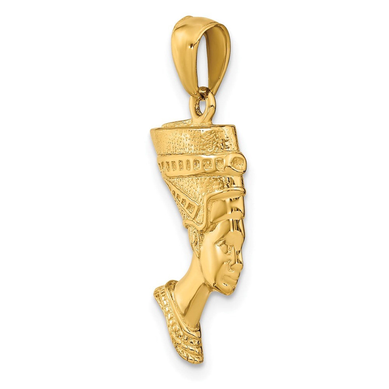 Gold Large 3D Nefertiti Pendant Model-C3069 - Charlie & Co. Jewelry
