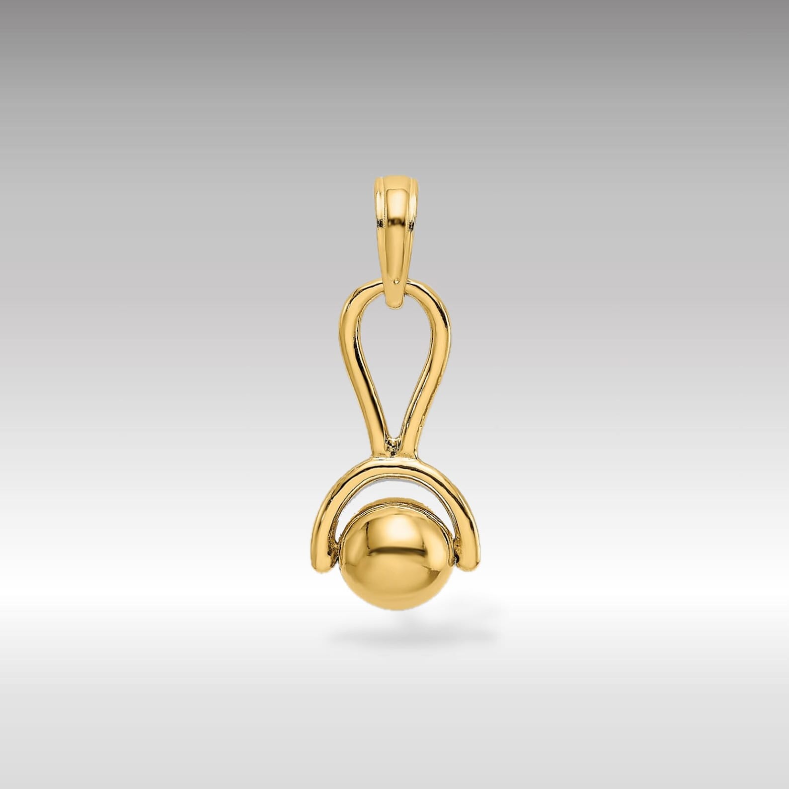 Gold 3D Baby Rattle Pendant with Moveable Ball - Charlie & Co. Jewelry
