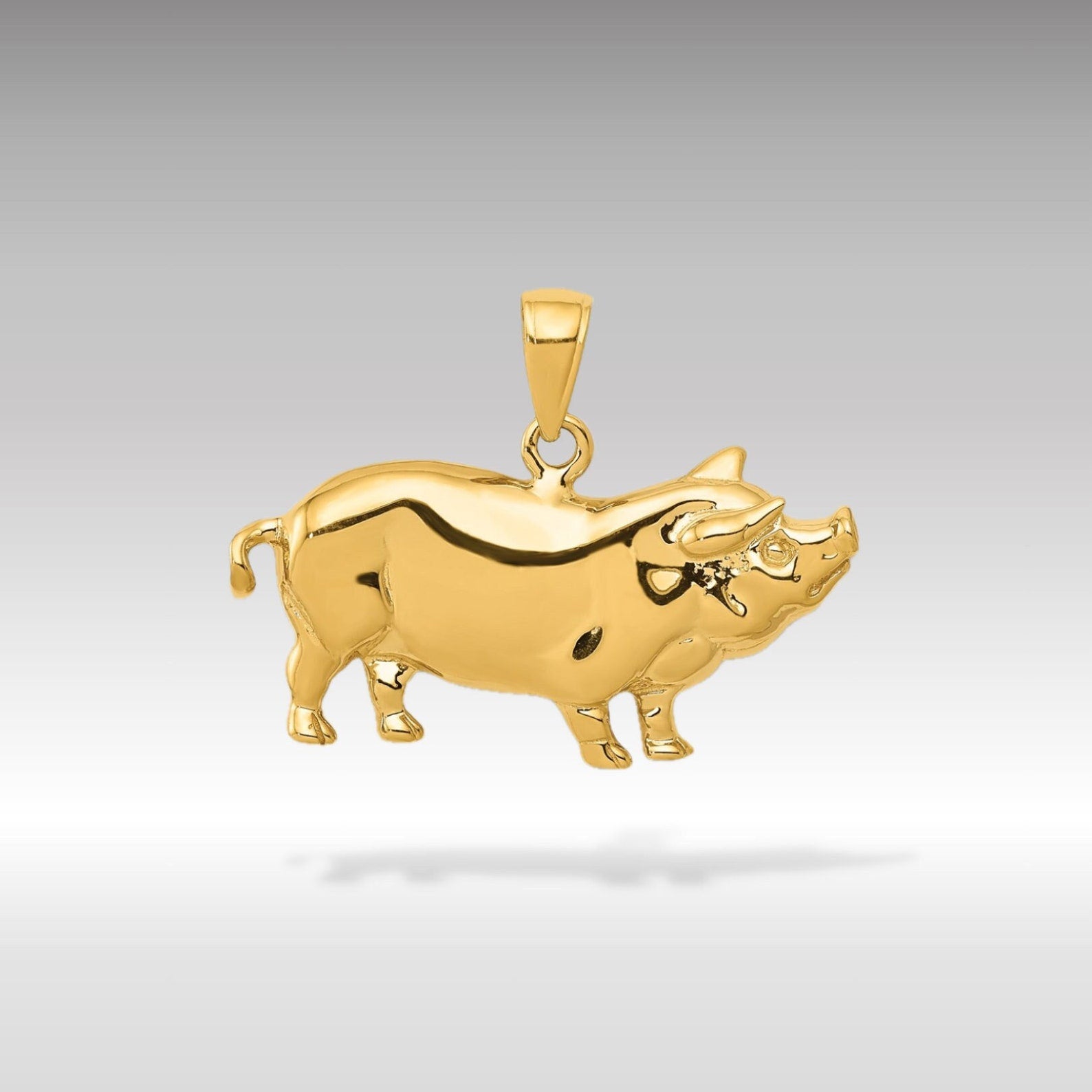 Gold Pot Belly Pig Pendant Model-C3522 - Charlie & Co. Jewelry