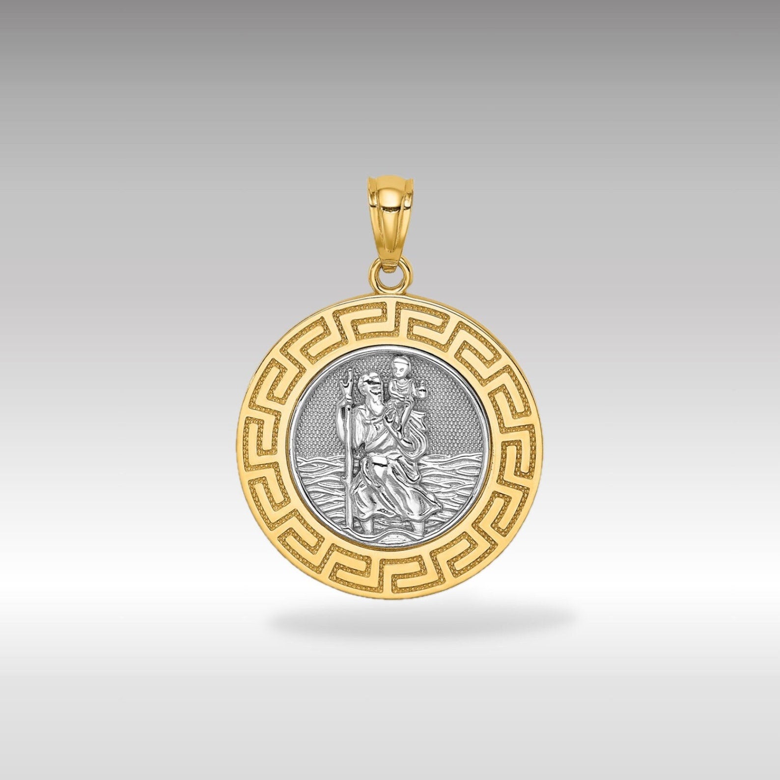 Yellow and White Gold St. Christopher Medal Pendant Model-C4715