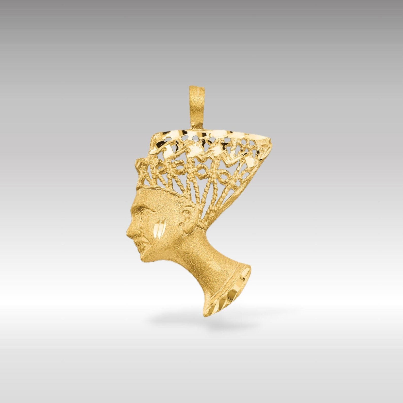 Gold Satin Finish Nefertiti Charm Model-C445 - Charlie & Co. Jewelry