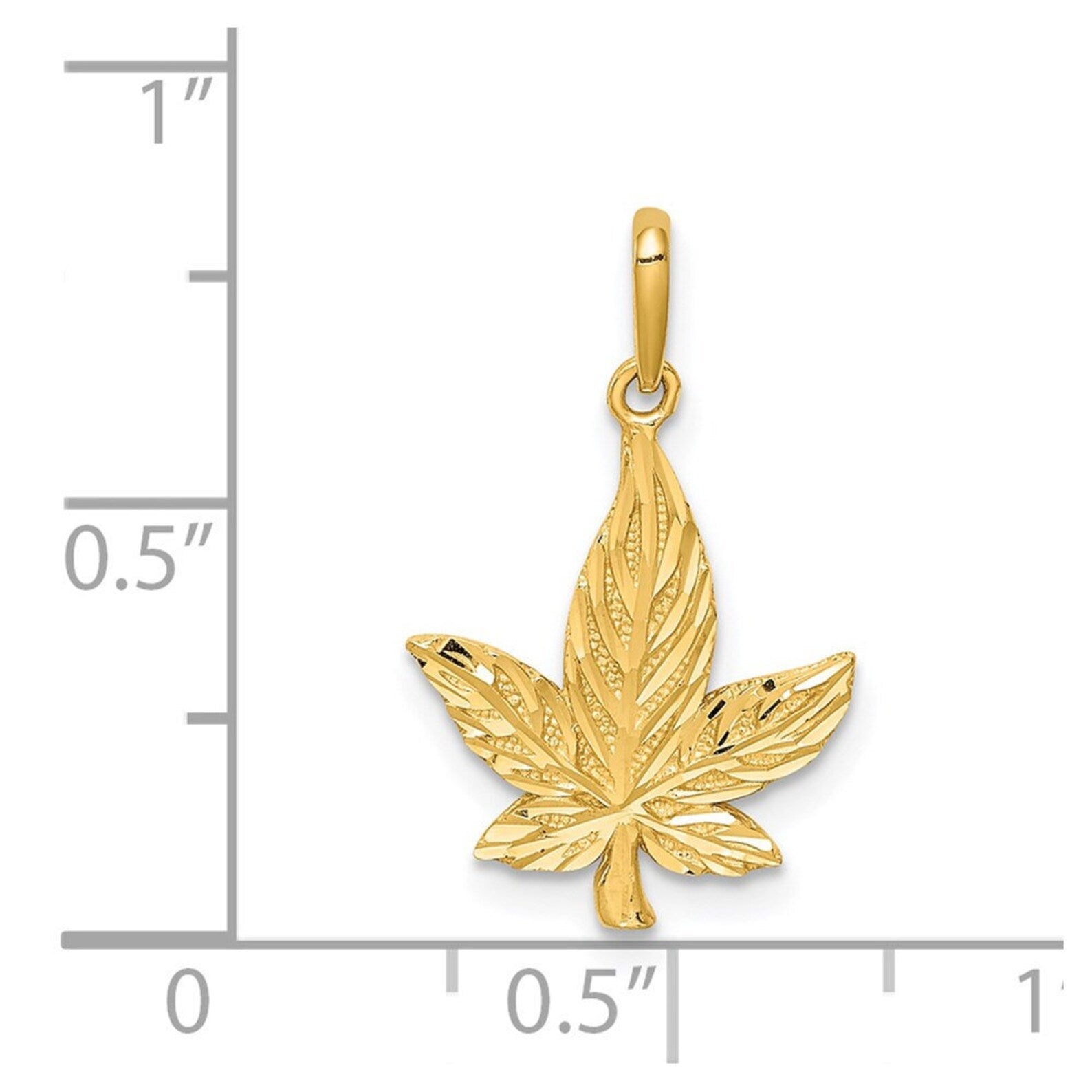 Gold Diamond-Cut Cannabis Leaf Charm Model-C4645 - Charlie & Co. Jewelry