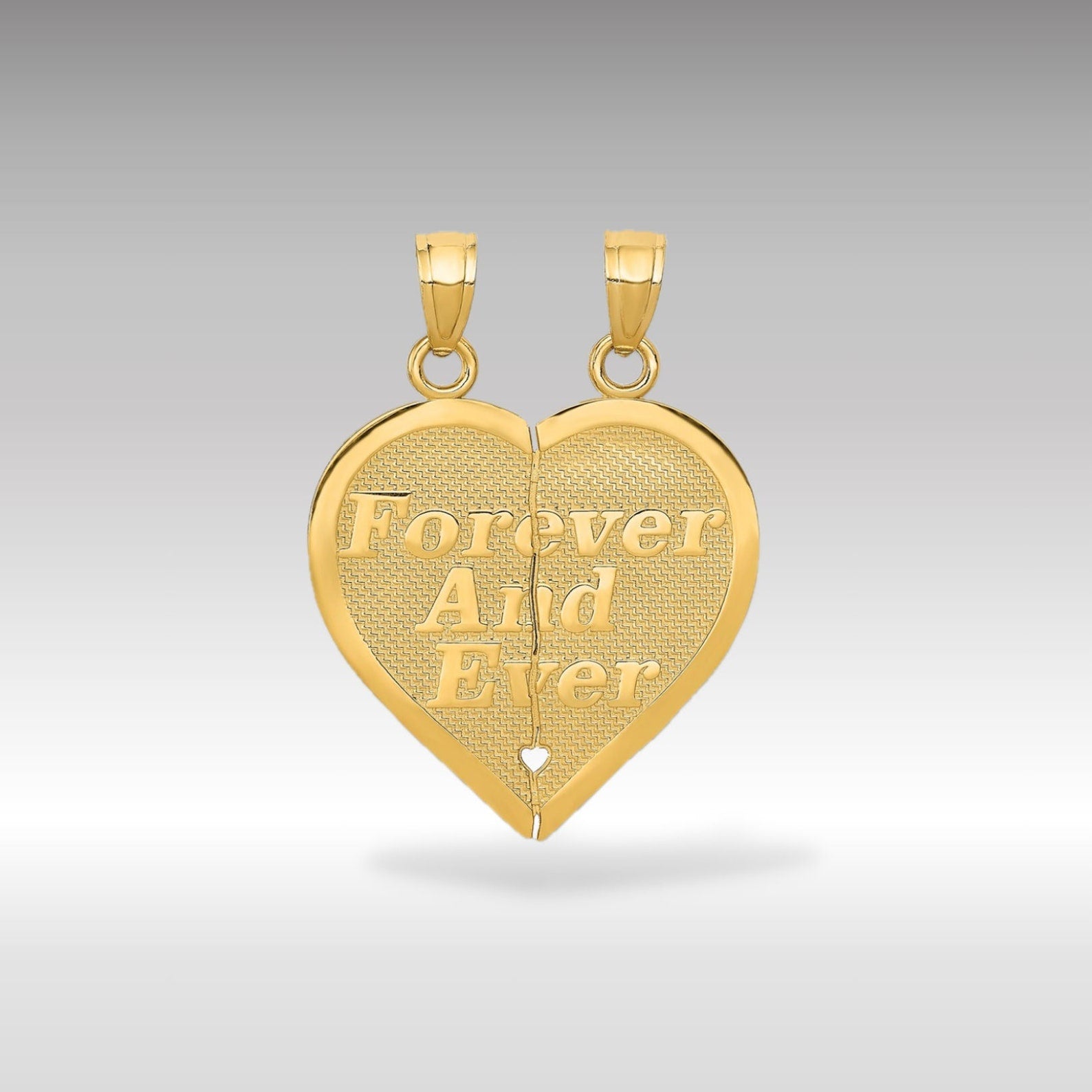 Gold 'Forever and Ever' Break-Apart Heart Pendant Model-C3029 - Charlie & Co. Jewelry